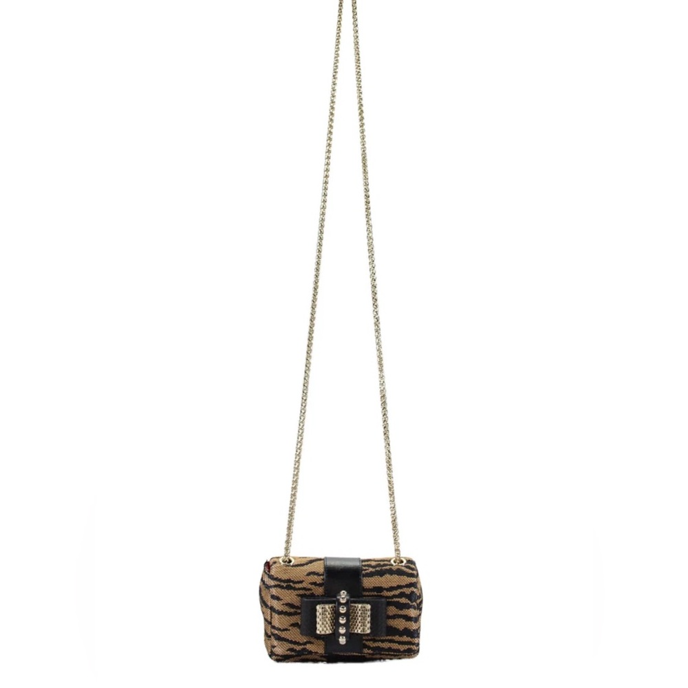Christian Louboutin Womens One Strap Tiger Panama Sweety Charity Handbag Brown - Picture 17 of 17